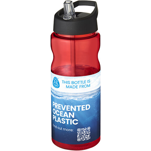 H2O Active® Eco Base 650 Ml Sportflasche Mit Ausgussdeckel , rot / schwarz, PCR Kunststoff, 72% PP Kunststoff, 17% SAN Kunststoff, 11% PE Kunststoff, 21,80cm (Höhe), Bild 2