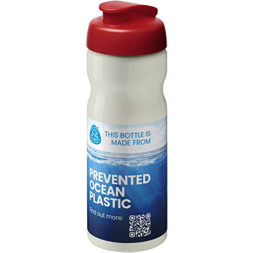 H2O Active® Eco Base 650 Ml Sportflasche Mit Klappdeckel , elfenbeinweiß / rot, PCR Kunststoff, PP Kunststoff, 22,10cm (Höhe), Bild 2