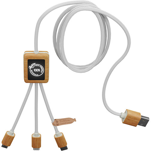 SCX.design C39 Câble de recharge 3 en 1 en rPET avec logo lumineux et boîtier en bambou, Image 2