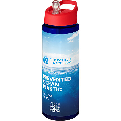 H2O Active® Eco Vibe 850 Ml Sportflasche Mit Ausgussdeckel , blau / rot, PCR Kunststoff, 72% PP Kunststoff, 17% SAN Kunststoff, 11% PE Kunststoff, 24,20cm (Höhe), Bild 2