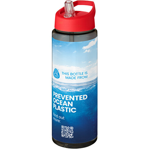 H2O Active® Eco Vibe 850 Ml Sportflasche Mit Ausgussdeckel , kohle / rot, PCR Kunststoff, 72% PP Kunststoff, 17% SAN Kunststoff, 11% PE Kunststoff, 24,20cm (Höhe), Bild 2