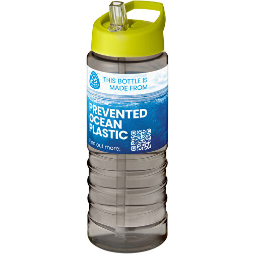 H2O Active® Eco Treble 750 Ml Sportflasche Mit Stülpdeckel , kohle / limone, PCR Kunststoff, 72% PP Kunststoff, 17% SAN Kunststoff, 11% PE Kunststoff, 22,80cm (Höhe), Bild 2