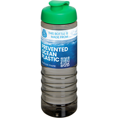 H2O Active® Eco Treble 750 Ml Sportflasche Mit Stülpdeckel , kohle / grün, PCR Kunststoff, PP Kunststoff, 23,10cm (Höhe), Bild 2