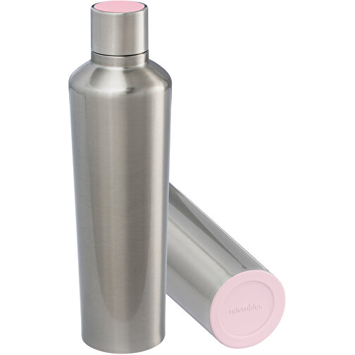 Thermotrinkflasche RETUMBLER-myDRINQEO 770 , Retumbler, silber / rosa, Edelstahl, Kunststoff, Silikon, 8,40cm x 29,00cm x 8,40cm (Länge x Höhe x Breite), Bild 1