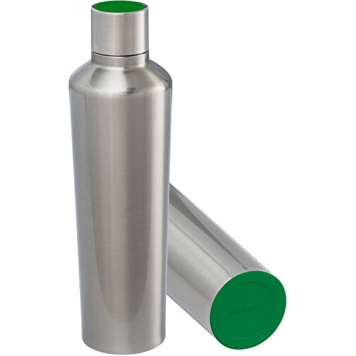 Thermotrinkflasche RETUMBLER-myDRINQEO 770 , Retumbler, silber / grün, Edelstahl, Kunststoff, Silikon, 8,40cm x 29,00cm x 8,40cm (Länge x Höhe x Breite), Bild 1