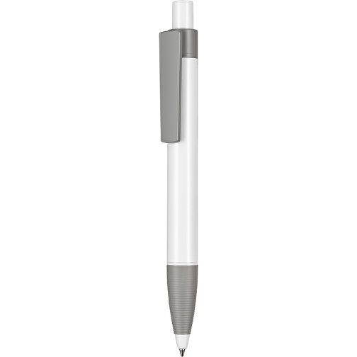 Kugelschreiber SCREEN , Ritter-Pen, weiß/stein-grau, ABS-Kunststoff, 145,00cm (Länge), Bild 1