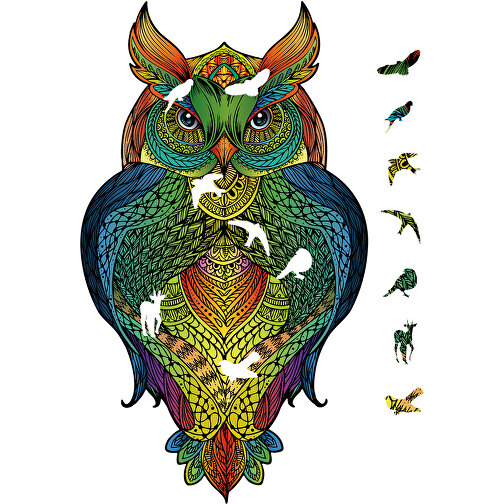 Rainbow Wooden Puzzle Owl (Eule) 137tlg. , , 40,00cm x 0,50cm x 23,00cm (Länge x Höhe x Breite), Bild 3