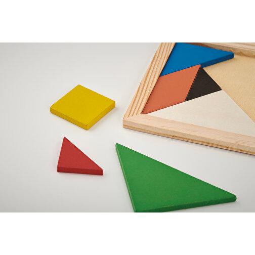 Tangram , holzfarben, Holz, M, 10,00cm x 0,60cm x 10,00cm (Länge x Höhe x Breite), Bild 11