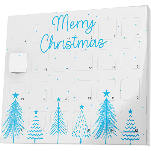 XS Adventskalender Merry Christmas Tanne , Brandt, weiß / himmelblau, Vollkartonhülle, weiß, 1,60cm x 12,00cm x 14,00cm (Länge x Höhe x Breite), Bild 1
