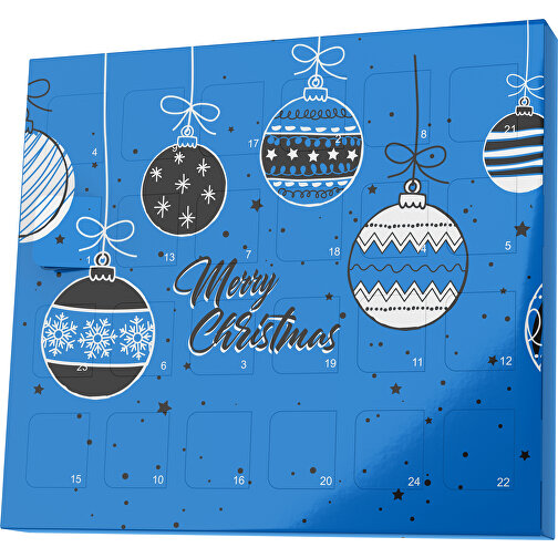 XS Adventskalender Weihnachtskugeln , Brandt, kobaltblau / schwarz, Vollkartonhülle, weiss, 1,60cm x 12,00cm x 14,00cm (Länge x Höhe x Breite), Bild 1