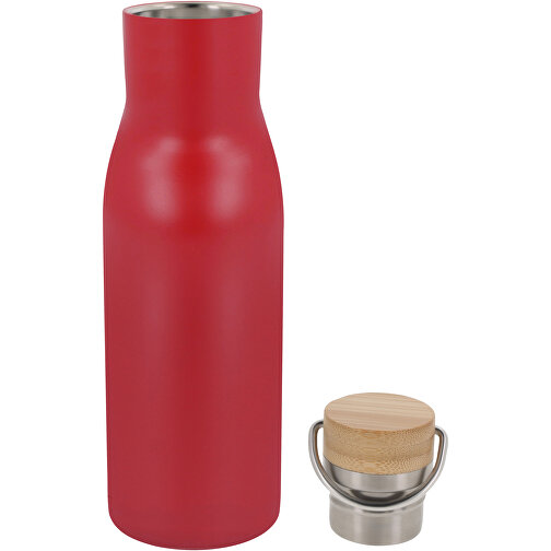 Isolier-Flasche Mit Bambusdeckel, 500ml , dunkelrot, Schiefer, Edelstahl & Bambus, 23,00cm (Höhe), Bild 3