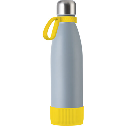Thermoflasche RETUMBLER MyTOULON , Retumbler, grau / gelb / gelb, Edelstahl, Kunststoff, Silikon, 4,30cm x 26,00cm x 7,00cm (Länge x Höhe x Breite), Bild 1