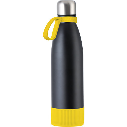 Thermoflasche RETUMBLER MyTOULON , Retumbler, schwarz / gelb / gelb, Edelstahl, Kunststoff, Silikon, 4,30cm x 26,00cm x 7,00cm (Länge x Höhe x Breite), Bild 1