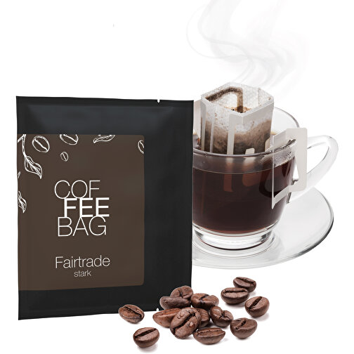 CoffeeBag - Fairtrade - Schwarz , schwarz, Papier, 12,00cm x 0,90cm x 10,00cm (Länge x Höhe x Breite), Bild 2