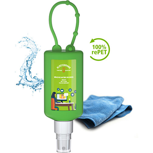 Detergente per smartphone e ambienti di lavoro, 50 ml, verde paraurti, etichetta corpo (R-PET), Immagine 2