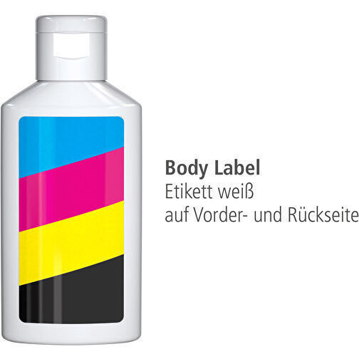Sonnenmilch LSF 30 (sens.), 50 Ml, Body Label (R-PET) , weiß, Kunststoff (100% recycelt), Folie, 2,20cm x 10,40cm x 4,50cm (Länge x Höhe x Breite), Bild 4