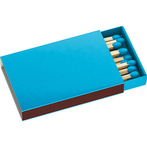 Streichholzschachtel 5,5 X 3,6 X 0,8 Cm , hellblau, Holz, Karton, 5,50cm x 0,80cm x 3,60cm (Länge x Höhe x Breite), Bild 1