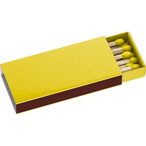 Streichholzschachtel 5,5 X 2,3 X 0,7 Cm , gelb, Holz, Karton, 5,50cm x 0,70cm x 2,30cm (Länge x Höhe x Breite), Bild 1