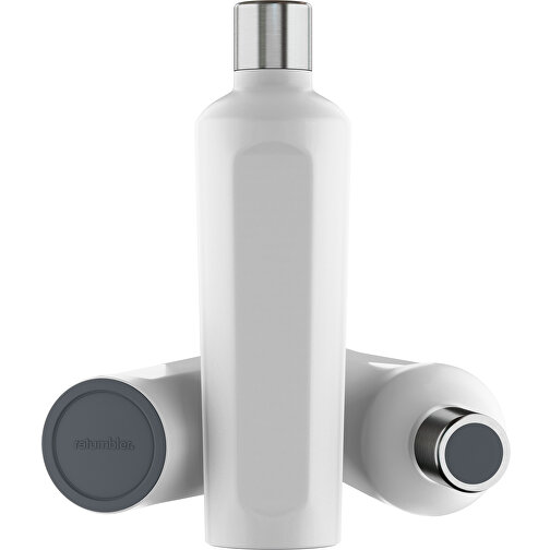 Thermotrinkflasche RETUMBLER-mySTEELONE , Retumbler, weiß / dunkelgrau, Edelstahl, Kunststoff, Silikon, 7,75cm x 29,35cm x 8,87cm (Länge x Höhe x Breite), Bild 1
