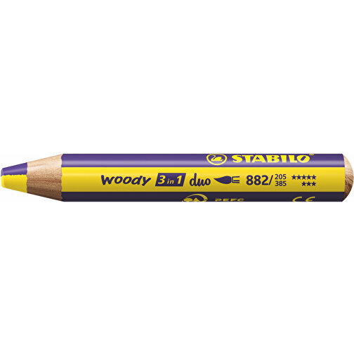 STABILO Woody Duo Farbstift , Stabilo, gelb/violett, Holz, 11,30cm x 1,60cm x 1,60cm (Länge x Höhe x Breite), Bild 1