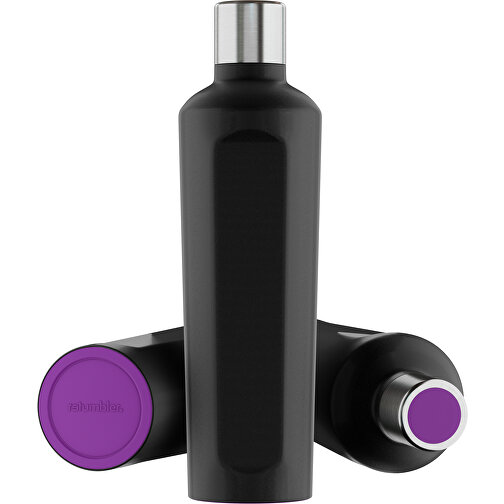 Thermotrinkflasche RETUMBLER-mySTEELONE , Retumbler, schwarz / violett, Edelstahl, Kunststoff, Silikon, 7,75cm x 29,35cm x 8,87cm (Länge x Höhe x Breite), Bild 1