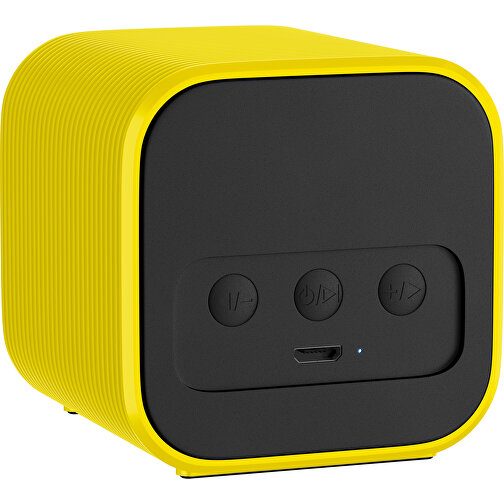 Bluetooth-Lautsprecher Double-Sound , schwarz / gelb, ABS Kunststoff, 6,00cm x 6,00cm x 6,00cm (Länge x Höhe x Breite), Bild 2