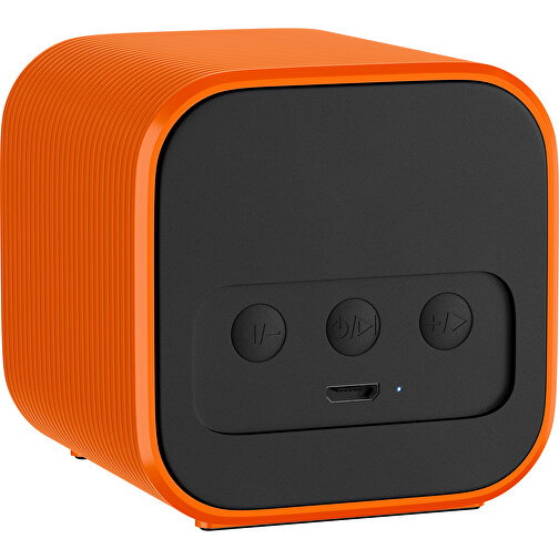 Bluetooth-Lautsprecher Double-Sound , schwarz / orange, ABS Kunststoff, 6,00cm x 6,00cm x 6,00cm (Länge x Höhe x Breite), Bild 2