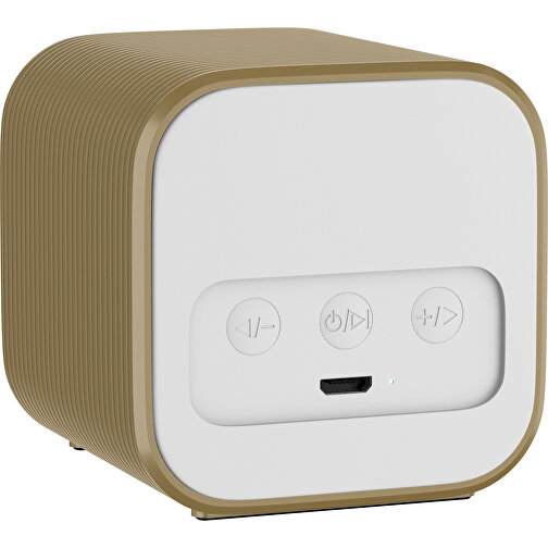 Bluetooth-Lautsprecher Double-Sound , weiß / gold, ABS Kunststoff, 6,00cm x 6,00cm x 6,00cm (Länge x Höhe x Breite), Bild 2