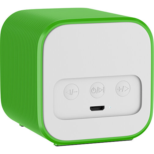 Bluetooth-Lautsprecher Double-Sound , weiß / grasgrün, ABS Kunststoff, 6,00cm x 6,00cm x 6,00cm (Länge x Höhe x Breite), Bild 2