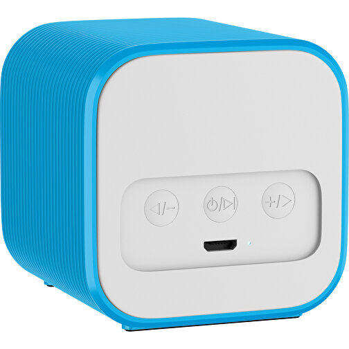 Bluetooth-Lautsprecher Double-Sound , weiß / himmelblau, ABS Kunststoff, 6,00cm x 6,00cm x 6,00cm (Länge x Höhe x Breite), Bild 2
