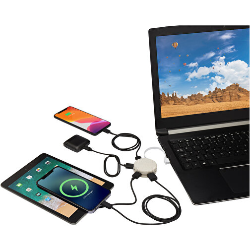 Kenzu Weizenstroh-USB-Hub , natur, 60% ABS Kunststoff, 40% Weizenstroh, 5,00cm x 1,50cm x 5,00cm (Länge x Höhe x Breite), Bild 5