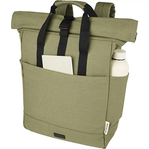 Sac à dos pour ordinateur portable Joey de 15 L en toile recyclée GRS 15 pouces avec dessus enro, Image 5