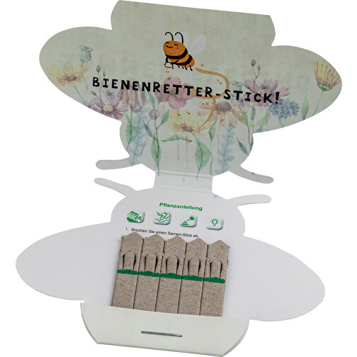Samen-Stick - Biene - Sommerblumenmischung , individuell, Papier, Saatgut, 6,70cm x 5,40cm x 9,90cm (Länge x Höhe x Breite), Bild 2