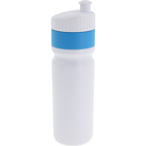 Sportflasche Mit Rand 750ml , weiß / hellblau, LDPE & PP, 25,00cm (Höhe), Bild 2