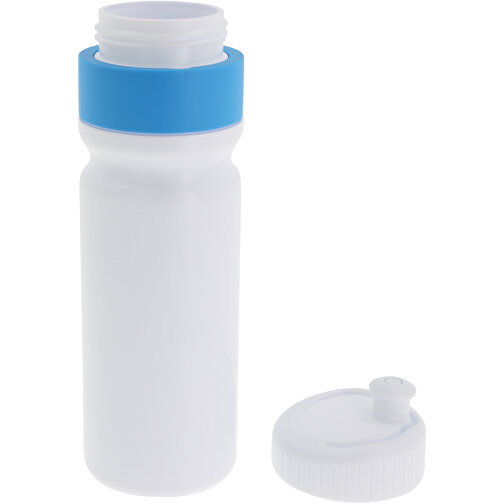 Sportflasche Mit Rand 750ml , weiss / hellblau, LDPE & PP, 25,00cm (Höhe), Bild 3