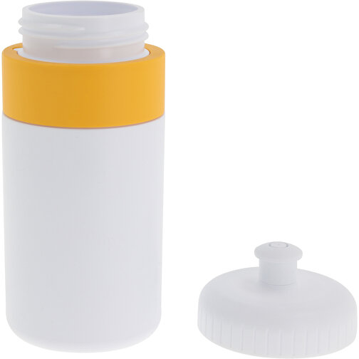 Sportflasche Mit Rand 500ml , weiß / gelb, LDPE & PP, 17,00cm (Höhe), Bild 3