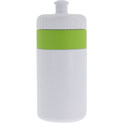 Sportflasche Mit Rand 500ml , weiß / hellgrün, LDPE & PP, 17,00cm (Höhe), Bild 2
