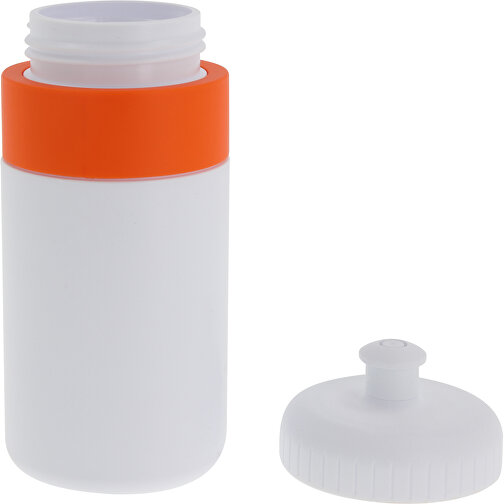 Sportflasche Mit Rand 500ml , weiss / orange, LDPE & PP, 17,00cm (Höhe), Bild 3