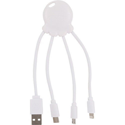 2087 | Xoopar Octopus Charging Cable , weiss, Recycled plastic, 11,40cm x 1,20cm x 3,50cm (Länge x Höhe x Breite), Bild 2