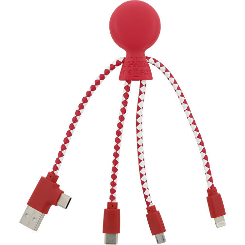 2081 | Xoopar Mr. Bio Charging Cable , rot, Recycled plastic, 20,00cm x 1,00cm x 7,50cm (Länge x Höhe x Breite), Bild 2