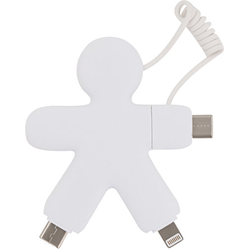 2064 | Xoopar Buddy Eco GRS Charging Cable , weiß, Recycled plastic, 7,60cm x 0,90cm x 6,60cm (Länge x Höhe x Breite), Bild 2