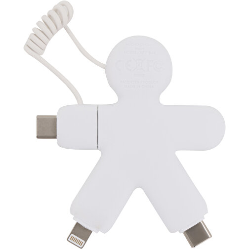 2064 | Xoopar Buddy Eco GRS Charging Cable , weiß, Recycled plastic, 7,60cm x 0,90cm x 6,60cm (Länge x Höhe x Breite), Bild 3