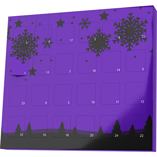 XS Adventskalender Winterlandschaft , M&M\'s, violet / schwarz, Vollkartonhülle, weiß, 1,60cm x 12,00cm x 14,00cm (Länge x Höhe x Breite), Bild 1