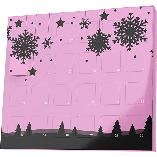 XS Adventskalender Winterlandschaft , M&M\'s, rosa / schwarz, Vollkartonhülle, weiss, 1,60cm x 12,00cm x 14,00cm (Länge x Höhe x Breite), Bild 1