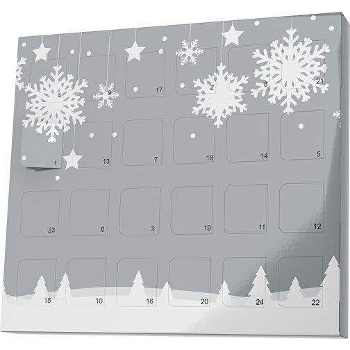 XS Adventskalender Winterlandschaft , M&M\'s, silber / weiß, Vollkartonhülle, weiß, 1,60cm x 12,00cm x 14,00cm (Länge x Höhe x Breite), Bild 1