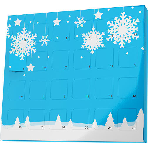 XS Adventskalender Winterlandschaft , M&M\'s, himmelblau / weiß, Vollkartonhülle, weiß, 1,60cm x 12,00cm x 14,00cm (Länge x Höhe x Breite), Bild 1