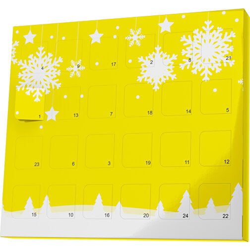 XS Adventskalender Winterlandschaft , M&M\'s, gelb / weiss, Vollkartonhülle, weiss, 1,60cm x 12,00cm x 14,00cm (Länge x Höhe x Breite), Bild 1
