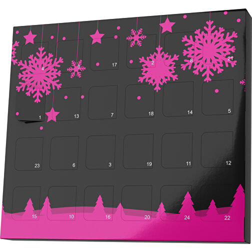 XS Adventskalender Winterlandschaft , M&M\'s, schwarz / pink, Vollkartonhülle, weiß, 1,60cm x 12,00cm x 14,00cm (Länge x Höhe x Breite), Bild 1