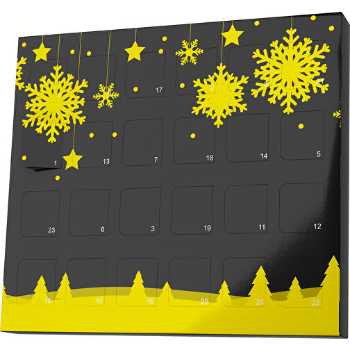 XS Adventskalender Winterlandschaft , M&M\'s, schwarz / gelb, Vollkartonhülle, weiss, 1,60cm x 12,00cm x 14,00cm (Länge x Höhe x Breite), Bild 1