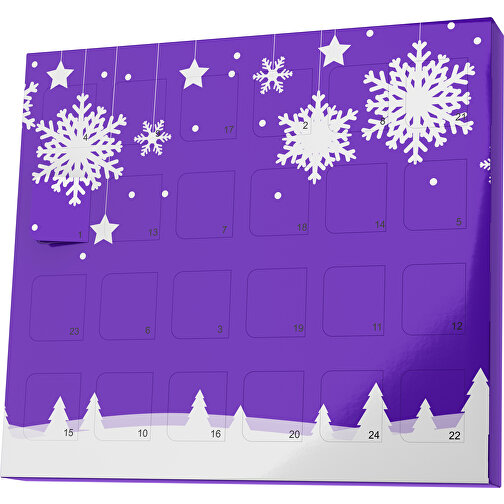 XS Adventskalender Winterlandschaft , Brandt, violet / weiss, Vollkartonhülle, weiss, 1,60cm x 12,00cm x 14,00cm (Länge x Höhe x Breite), Bild 1
